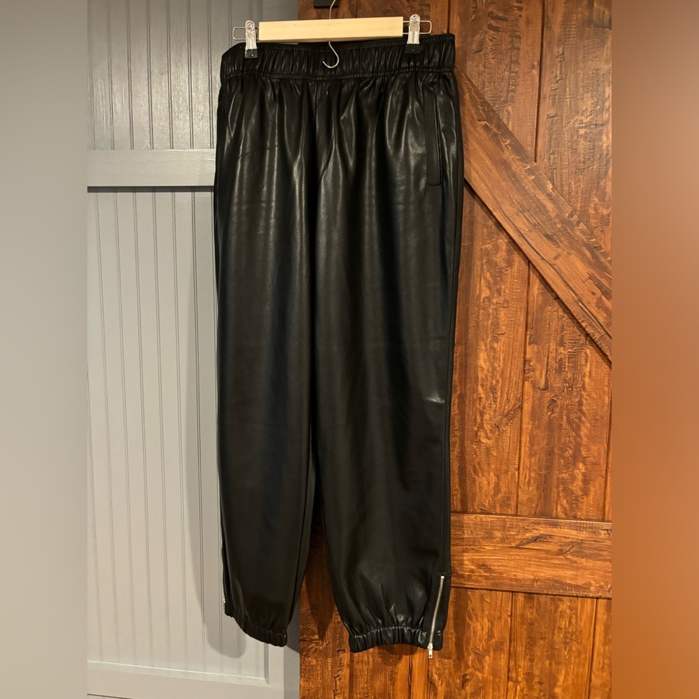 Avec Les Filles Black Faux Leather Pants